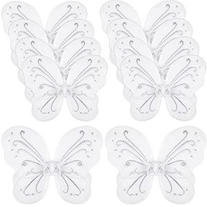 Chivao 7 Pieces Fairy Wings Butterfly Wings Wedding Decoration Costume Birthday Christmas Party Favors for Boys Girls(White)