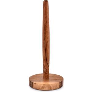 NIRMAN Acacia Wood Paper Towel Holder Decorative Countertop Standing Rolls Holder for Kitchen, Toilet, Pantry and Bathroom (5" x 5" x 12")