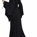 Adult Black Gothic Dress for Halloween Costume Women Cute Soft Goth Dress with Wig Flower Accessories (Medium)