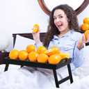2 Pack Bed Tray Table Breakfast Trays Serving Tray Bamboo Bed Laptap with Floding Legs Handles and Phone Holders