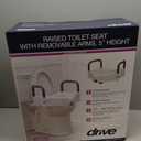Drive Medical 2-in-1 Raised Toilet Seat with Removable Padded Arms - Elevated Bathroom Safety Support - Secure Locking Attachment - Easy Height Assistance - Durable Construction, Standard Toilets