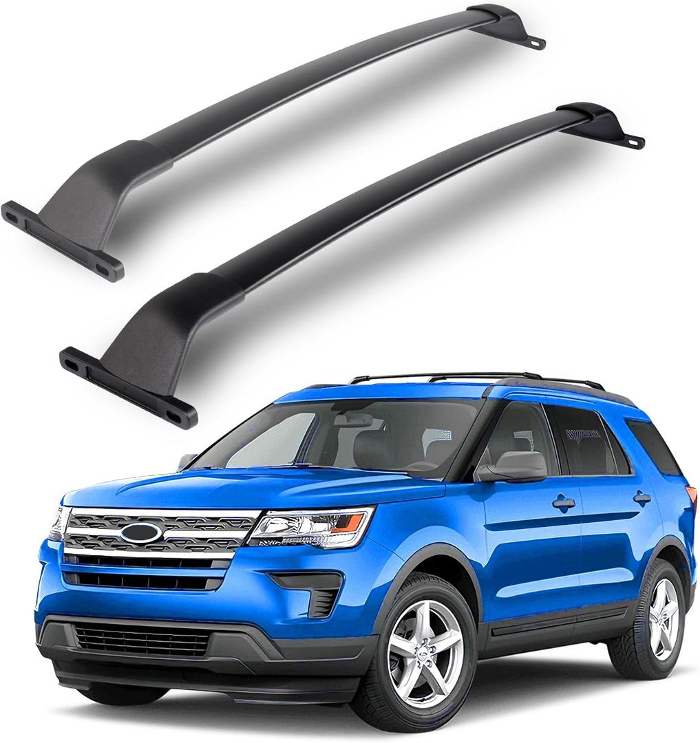 Heavy-Duty Aluminum Roof Rack Cross Bars Fit for Ford Explorer 2016-2019, 220LBS Crossbars Compatible with Roof Rails, Adjustable Low-Profile Design for Cargo Box, Kayak, Bike, and Luggage Carrier
