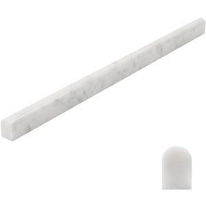 Adolif 15 Pack Carrara White Marble Pencil Trim Liner, 3/5"X12" Bullnose Tile Edge Trim Polished for Bathroom Kitchen Shower Livingroom