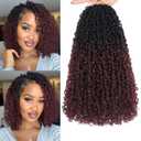 COOKOO 12 Inch Pre-Looped Yanky Twist Crochet Braiding Hair - 8 Packs Fluffy Marlybob Short Spring Braids Synthetic Hair Extensions for Women (1B/99j#)