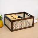 Natural Bamboo Wooden Storage Box, Antique Box Basket, Rustic Farmhouse Look Frame for Kitchen Pantry, Cabinets or Counters - Multipurpose Home Collection (Large)