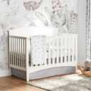 Lush Decor Baby Printed Linen Textured Solid Crib Skirt, Gray 52"L x 28"W + 16" Drop