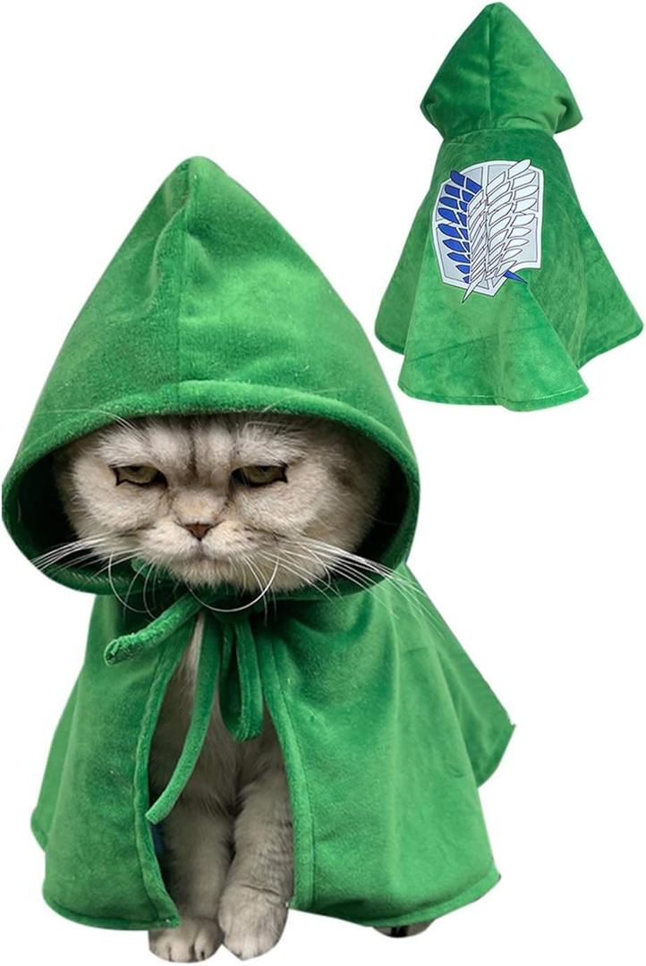 Dog Cat Halloween Costumes Pet Robe Cape Hoodie Green Cloak Outfit (One Size)