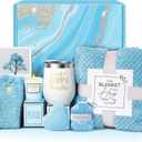 Self Care Get Well Soon Gifts for Women, Luxury Ocean Spa Gift Basket with Flannel Blanket - Unique Birthday Christmas Mother's Valentines Day Gifts for Mom Wife Girlfriend Best Friend Sister Her