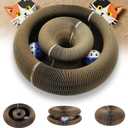 Magnetic Magic Organ Cat Scratcher Toy, Extra-Thick & Large Connectable Cardboard Scratching Board with Bell Ball, Interactive Enrichment Toy for Indoor Cats & Kittens (2 Pack)