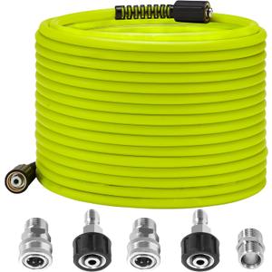 M MINGLE Pressure Washer Hose 50 FT x 1/4" - Replacement Power Wash Hose with M22 14mm Stainless Steel Quick Connect Power Washer Adapter Sets - 3600PSI