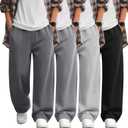 4 Pack Boys Sweatpants Lightweight Baggy Pants Teen Youth Straight Leg Open Bottom Casual Athletic Kids Joggers (XX-Large, Dark Gray, Light Gray, Gray, Black)