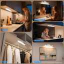 Motion Sensor Light Indoor with Battery Display,3000mAh Rechargeable Under Cabinet Lighting Magnetic Light Bar 300LM Battery Operated Closet Light Makeup Lights Stick On (White)