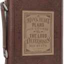 Christian Art Gifts Men's Classic Bible Cover A Mans Heart Proverbs 16:9, Brown/Tan Faux Leather, Large