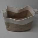 ZLG Extra Large Rectangle Storage Basket 72L Rope Blanket Basket Living Room Pillow Basket Baby Toy Organizer Woven Storage Bin for Kids with Handles Dirty Clothes Storage Hamper, 22 x 17 x 12 inches (White&Brown)