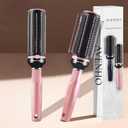 Retractable Detangling Hair Brush for Curly, Straight Wet Hair, Round Hairbrush for Blow Dry, Soft Bristles, Easy Clean Travel Brush, Pink