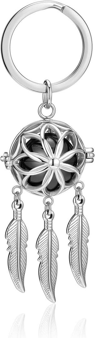 2 x PESOENTH Urn Locket keychain for Women,Mini Urn keychain for Pet Dog human Ashes Keepsake Cremation Jewelry Memorial Gifts (Black)