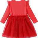 Disney Princess Frozen Minnie Mouse Dress Girls Sparkle Ruffle Tulle Tutu Birthday Party Fall Outfits Clothes Baby to Toddler (Red)