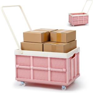 30L Collapsible Storage Bins with Lids: Storage Tote With Wheels Folding Plastic Stackable Utility Crates Plastic Tote Storage Box Container Stackable Folding Utility Crates for Clothes,Books