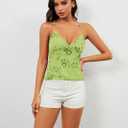 calbatic Women Sequin Cami Top Rhinestone Sparkle Sleeveless V Neck Camisole Open Back Summer Crop Top Party Clubwear (Green), Medium