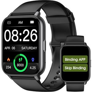 Kummel Smart Watch for Men Women, No App/Phone Required, Fitness Tracker with Pedometer, Bluetooth Call (Answer/Make Call), Heart Rate Blood Oxygen Monitor Step Counter, 100+ Sports Modes (Black)