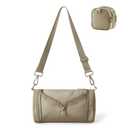 Cross Body Purse, Mini Crossbody Sling Bag for Women, Barrel Cylinder Bag with Adjustable Shoulder Straps, Smooth Zipper, Water-Resistant, Khaki