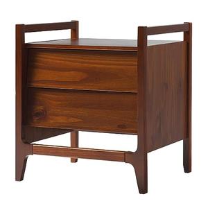 Walker Edison Leif Scandi Angled Drawer-Face Nightstand, 22 Inch, Walnut