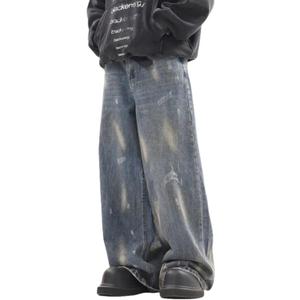 Men Baggy Jeans Y2k Hip Hop Skater Pants Vintage Jnco Jeans Loose Fit Skateboard Denim Pants Streetwear (Medium, Blue)