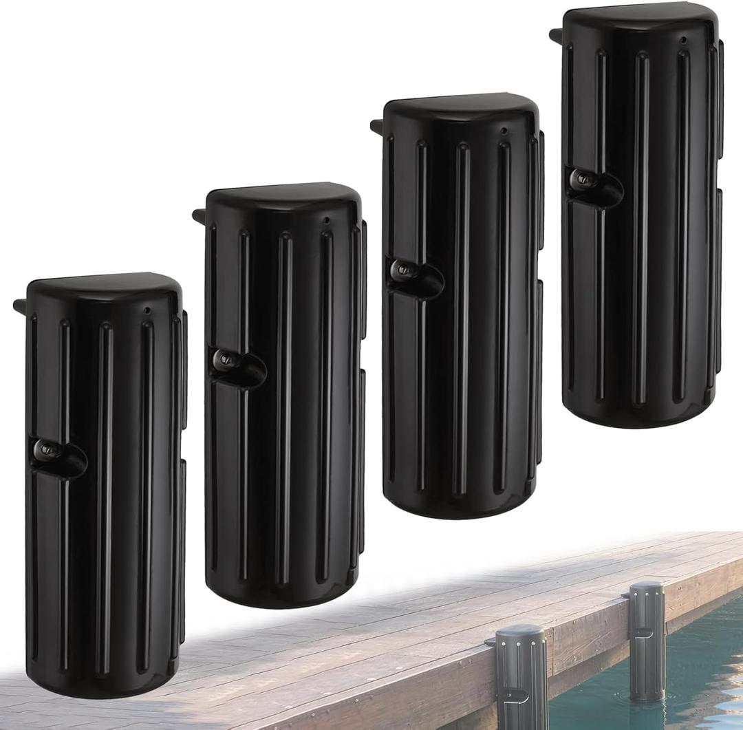 OCEANBROAD Boat Bumpers for Docking, Boat Dock Bumpers for Edge & Side, Marine Fender Guard with Stainless Steel Hardware, UV-Resistant PVC, Vertical Dock Protection for Straight Edge Installation (Black)