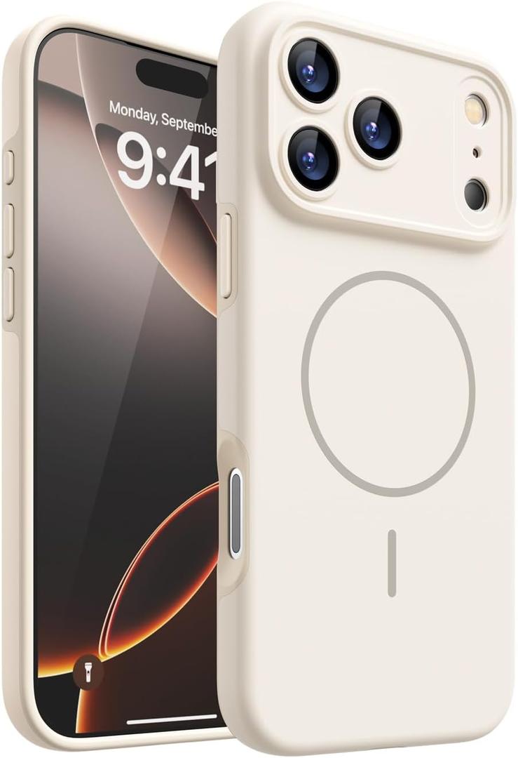 Magnetic for iPhone 17 Pro Case, [Matte Solid Color] [Full Camera Protection] Protective Case for iPhone 17 Pro - Milky White