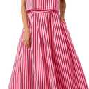 Tankaneo Womens 2 Piece Skirt Sets Summer Striped Sleeveless Tank Tops Midi Dress Travel Vacation Outfits Matching Sets XXL