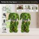 Lighted Dog Topiary Outdoor Decorations - Set of 2, 19 Inch Artificial Greenery with 50 LED Lights Each, Battery Operated Freestanding Faux Plant Puppy for Front Porch, Entryway, Patio, Garden Decor