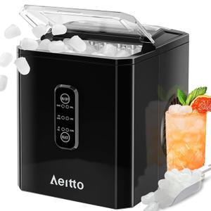 AITTOIce Makers Countertop, 9 Ice Cubes Release in 6 Mins, 26Lbs/24H, 2 Sizes of Bullet Ice Machine