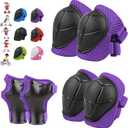 WayEee 6PCS Kids Protective Gear Set, Knee Pads for Kids 3-14 Years Old, Toddler Knee Pads and Elbow Pads, Wrist Guards Set, Skating Cycling Bike Rollerblading Scooter, Upgraded & Durable Material (Purple)