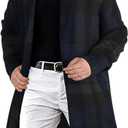 chouyatou Men's Casual Notched Collar Plaid Single Breasted Wool Blend Formal Trench Top Coat (Large)