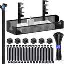 Under Desk Cable Management Tray Black 15.7" Cable Management Kit No Drill Box Cord Organizer for Desk Wire Cable Basket for Home Office Standing Table
