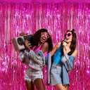 2 x 3Pack Fuchsia Foil Fringe Curtain Backdrop-3 Pack 3.3ft x 8.3ft Streamers for Birthday, Bachelorette, Wedding, Anniversary Christmas, New Year, Thanksgiving Parties
