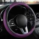 Car Steering Wheel Cover, Microfiber Leather Steering Wheel Cover Purple,Universal 15 inch Anti-Slip Comfortable Steering Wheel Covers Men Women (Black&Purple)