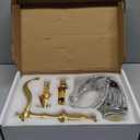 GGStudy 8 inch 2 Handles 3 Holes Widespread Bathroom Sink Faucet Antique Brass Bathroom Vanity Faucet Basin Mixer Tap Faucet Matching Metal Pop Up Drain with Overflow