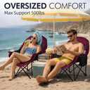 Oversized Camping Chair for Adults 2 Pack - Heavy Duty Outdoor Padded Chair | Comfy XL Large Lawn Camp Chair with Cup Holder Cooler Pockets for Sports Beach Fishing Portable Supports 500lbs,Red, Twin Pack