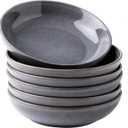 AmorArc 8.5'' Large Pasta Bowls, 36oz Stoneware Pasta Serving Bowls Set of 6 for Kitchen, Wide Bowls for Pasta, Salad, Fruit, Oatmeal, Microwave Safe, Reactive Glaze Gray