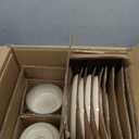 GBHOME Ceramic Dinnerware Sets, 18 Piece Embossed Elegant Stoneware Plates and Bowls Sets, Housewarming Wedding Gift | Dishwasher & Microwave Safe | Dishes Set Service for 6 (Pale Khaki)