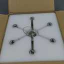 Brushed Nickel Chandelier 6-Light, Dining Room Light Fixture Geometric Metal Modern Chandelier Lighting for Kitchen Island Living Room Entryway, 20 Inch Pendant Lighting Hanging Ceiling Lamp