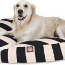 Black Vertical Stripe Large Round Indoor Outdoor Pet Dog Bed With Removable Washable Cover By Majestic Pet Products, Large