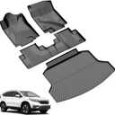 Floor Mats & Cargo Liner Fit for Honda CRV CR-V 2012-2016 LX, SE & EX (Not Fit EX-L & Touring Models) - All Weather Protection Car Floor Liners with Trunk Mat - 1st and 2nd Row Full Set Car Mats Black