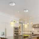 Flashing God Silver 1 Light Teardrop Crystal Pendant Lighting,Integrated Pendant Light with Crystal Bubble for Kitchen Island Globe Fixtures, Chromed Finishe 2700k 4500k 9000k