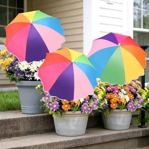 3Pack Upgraded Plant Umbrellas for Outdoor Plants, 23.6" Garden Plant Umbrella Shade with Adjustable Angle, 40.5" Higher Sun Shade for Plants, Potted Plant, Garden Beds3pcs rainbow