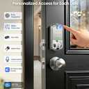 Veise VE017 Fingerprint Smart Door Lock, App Control, 8-in-1 Keyless Entry, Auto Lock, Emergency Power Port, Electronic Touchscreen Keypad, Biometric Smart Locks for Front Door, Satin Nickel