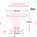 YOUBET 100 PCS Pink Plastic Martini Glasses - 5oz Disposable Cocktail Coupe Glasses for Parties & Gatherings & Weddings & Mother's Day & Valentines Day