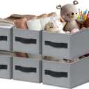 Criusia Small Storage Bins for Shelves 6 Pack - 11x5in Storage Baskets for Organizing Closet or Drawer - Fabric Clothes Storage Cubes Closet Organizer for Home Nursery Organization (Grey)