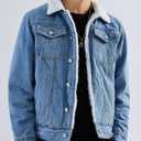 Springrain Men's Sherpa Fleece Lined Denim Jacket Warm Winter Trucker Jacket Cowboy Jean Jacket (L)